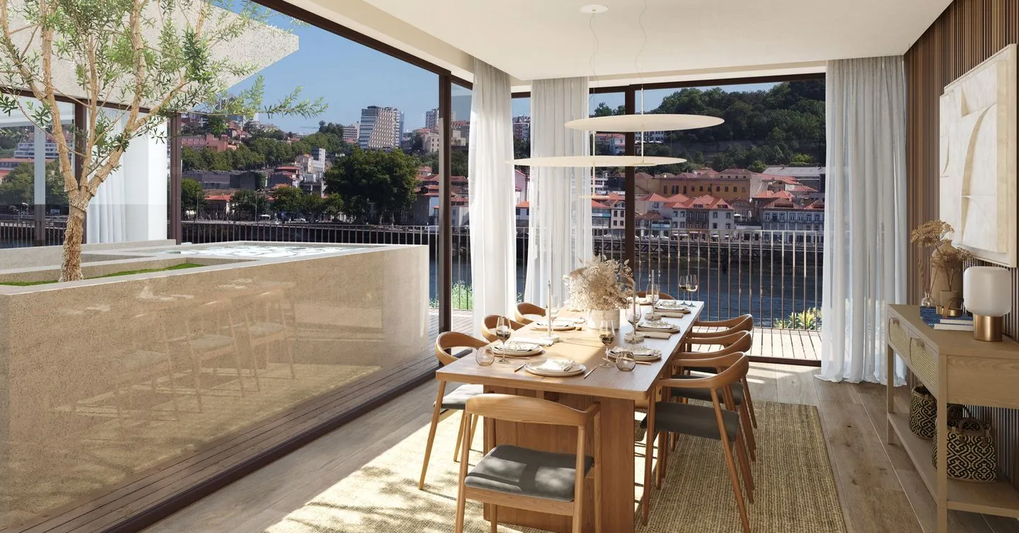 Apartamento T3 com garagem na primeira linha do Douro, Vila Nova de Gaia