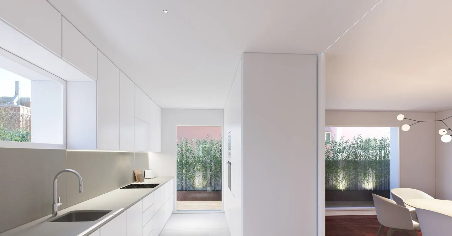 Apartamento T3 com jardins em condomínio com piscina, em Belém, Lisboa